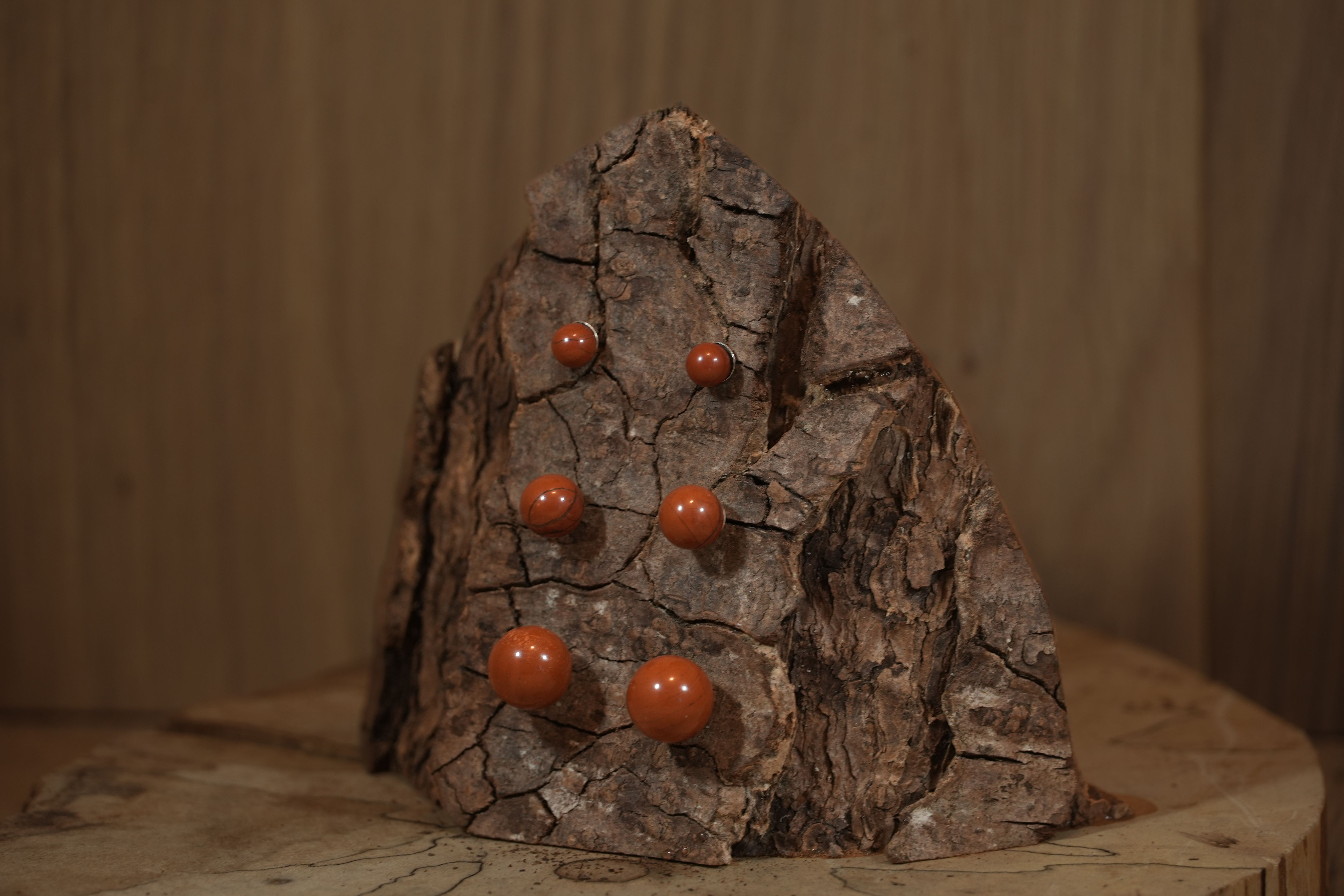 Red jasper stud earrings in different sizes