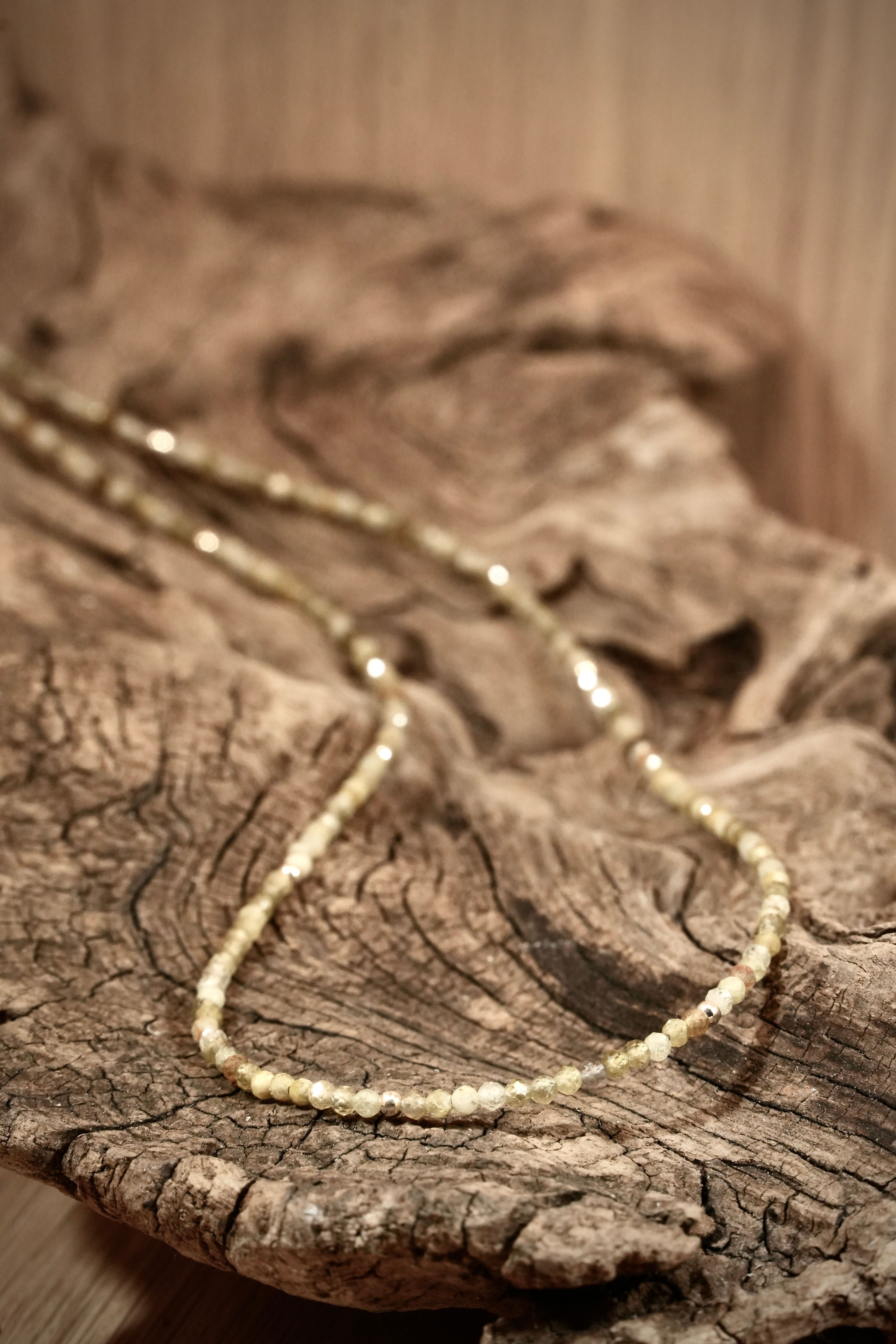 Grossular bead necklace with silver beads