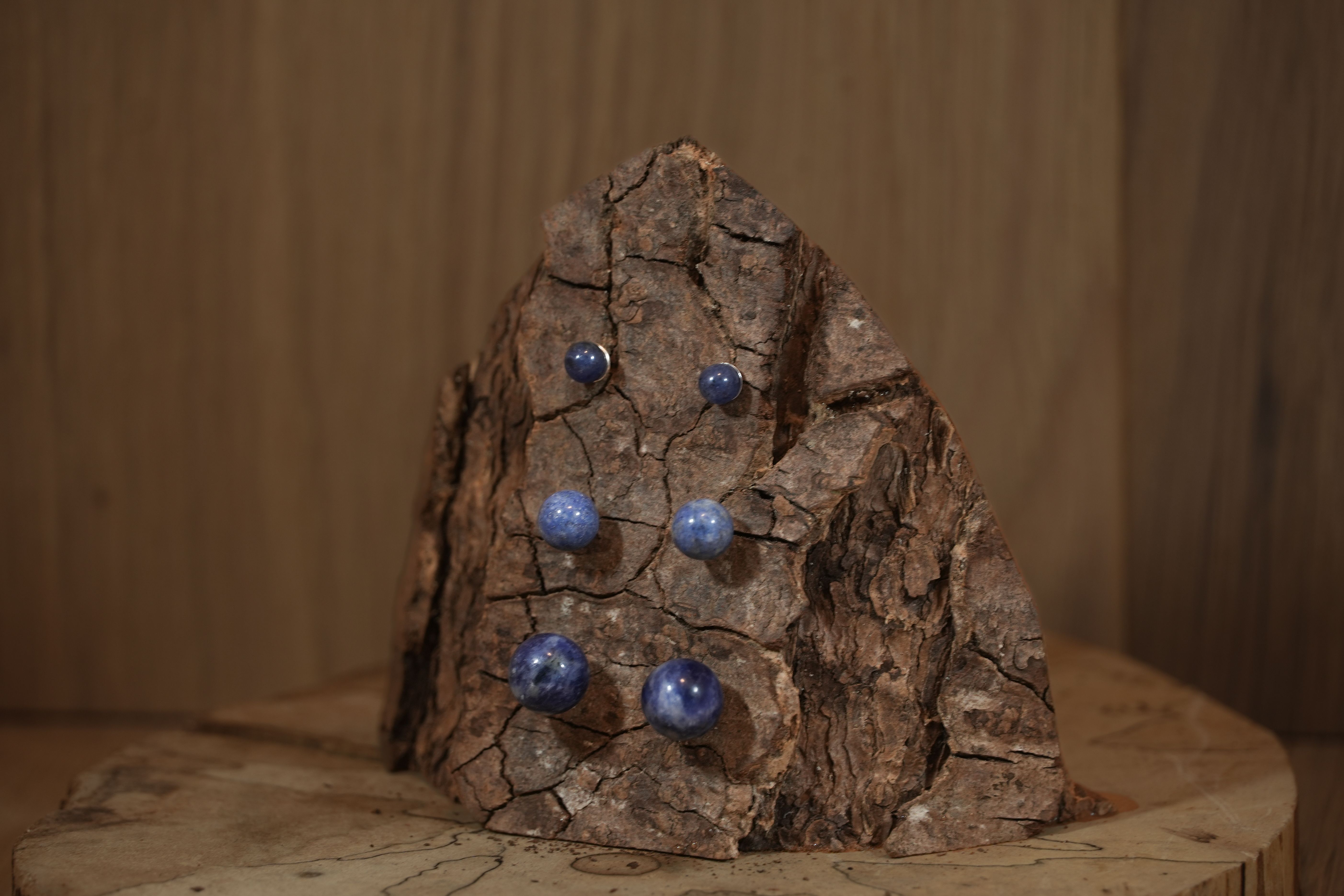 Sodalite stud earrings in different sizes