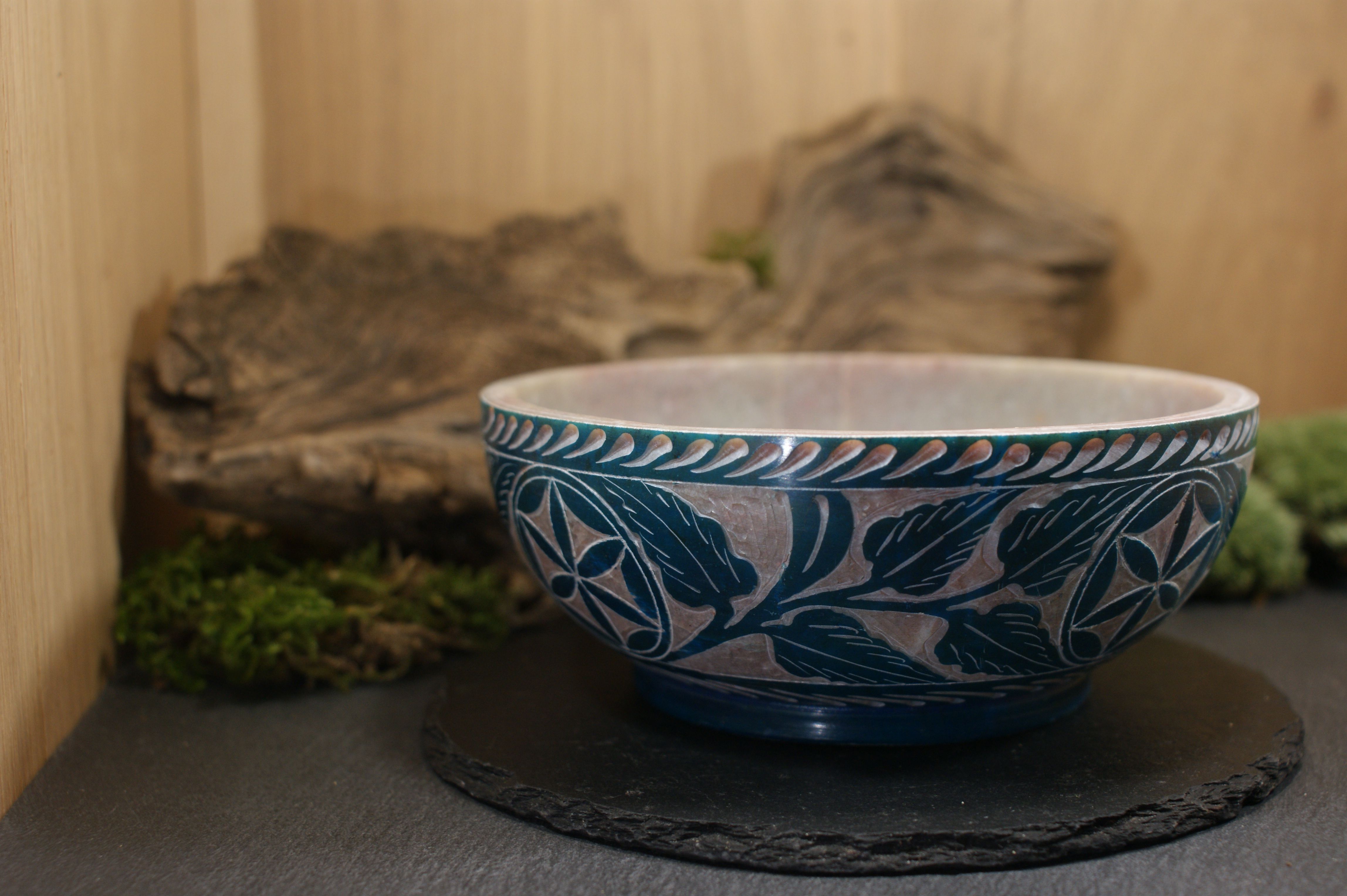 Räucherschale Speckstein Blau