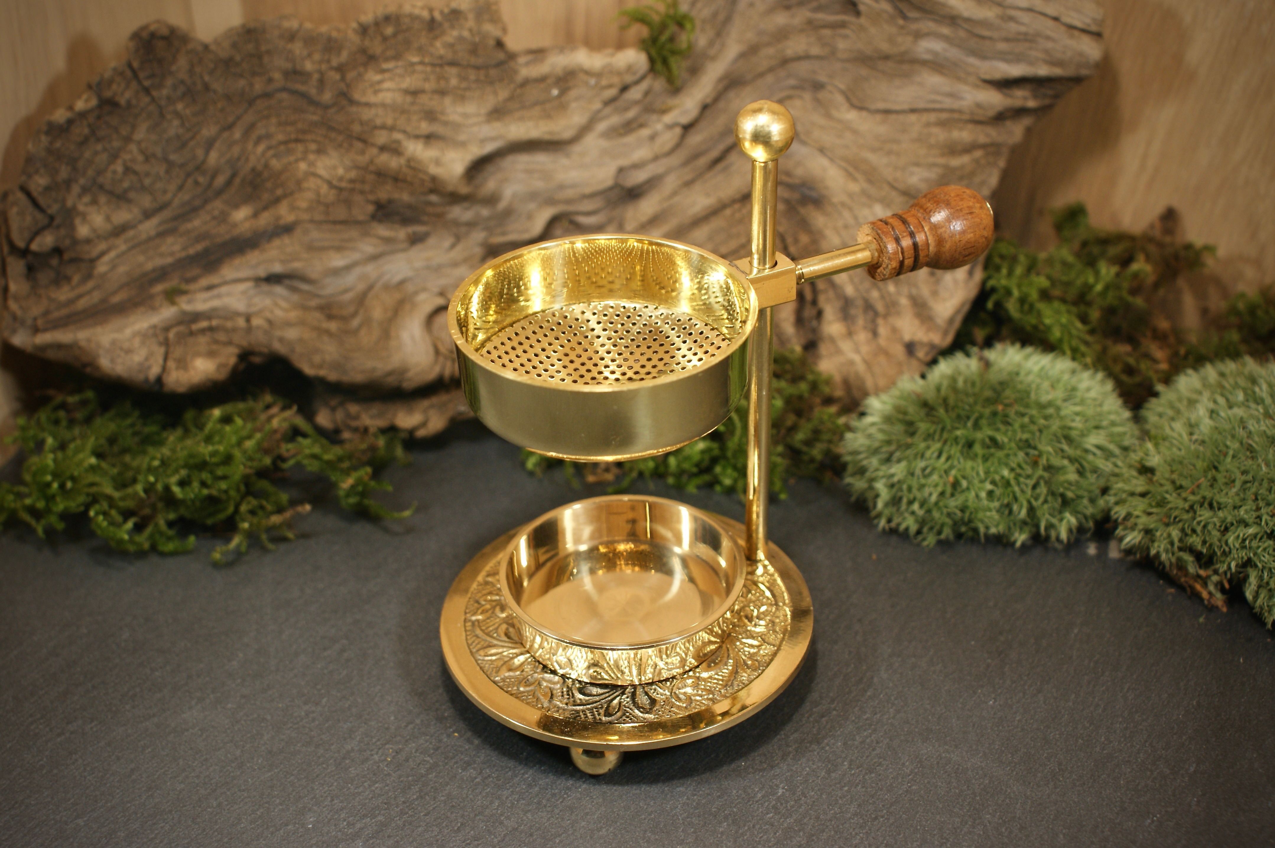 Height-adjustable sieve burner, gold