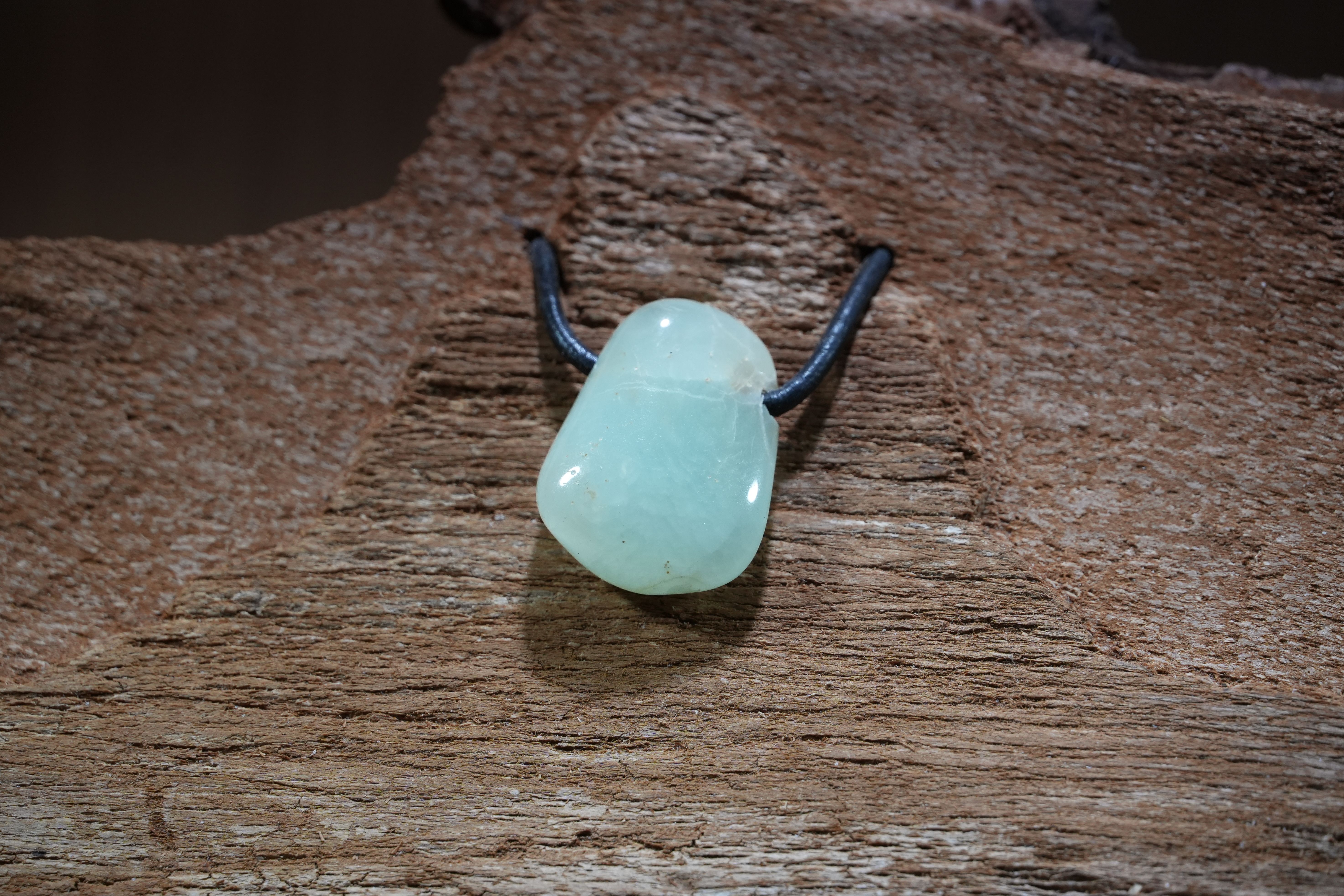 Green prehnite, Drilled · No. 1, 2.2 × 2.6 cm