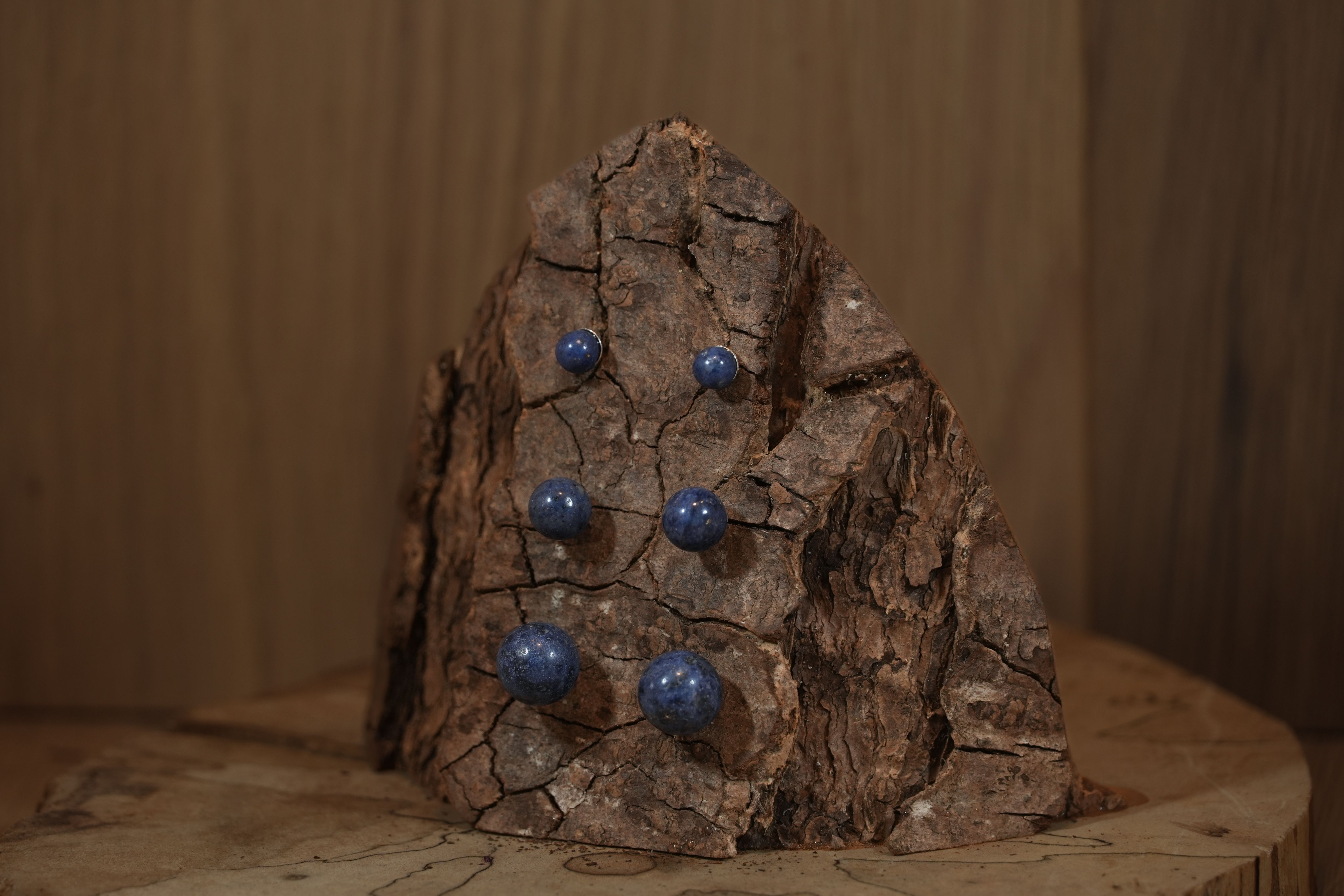 Dumortierite stud earrings in different sizes