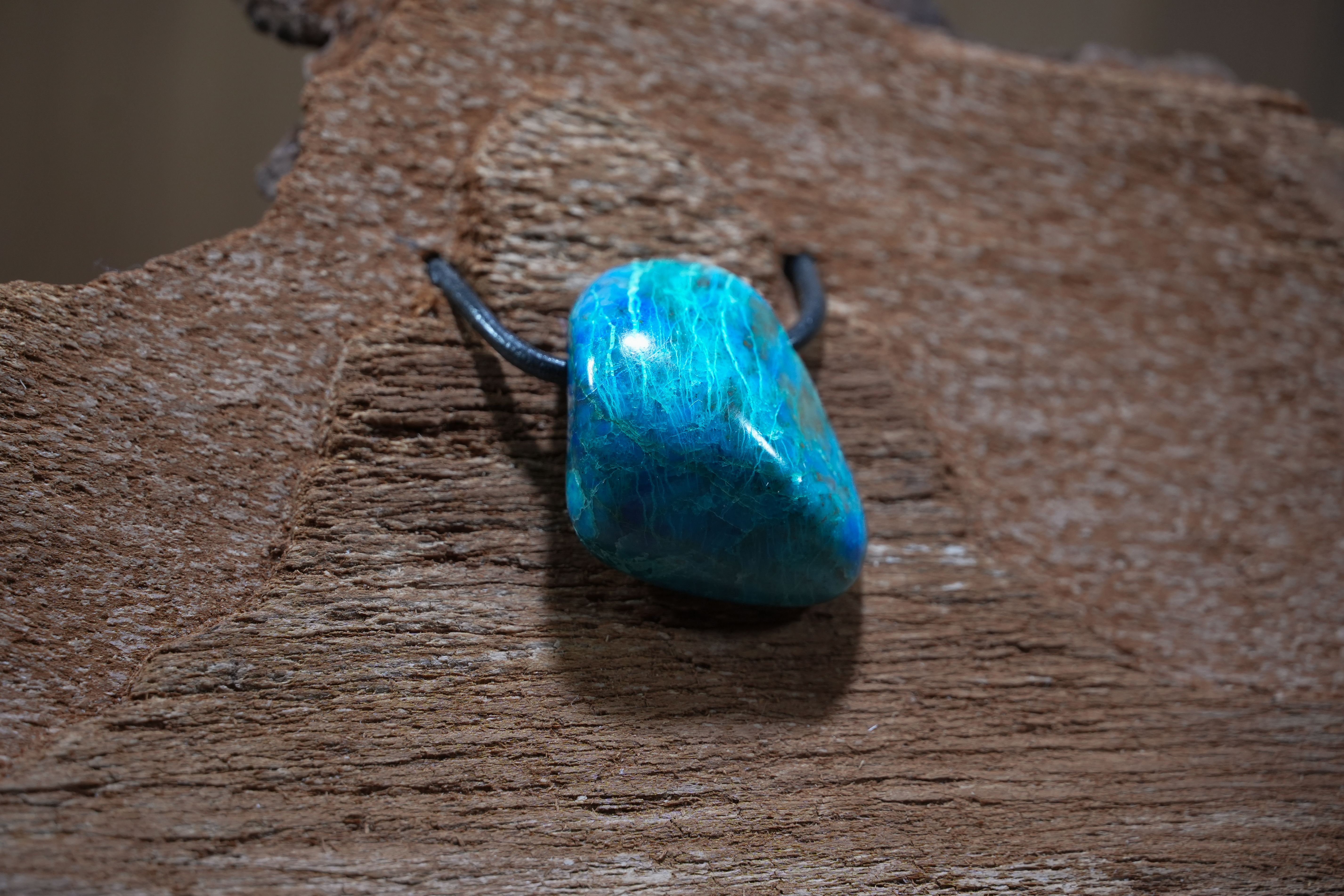 Chrysocolla, Drilled · No. 1, 1.5 × 3.2 cm