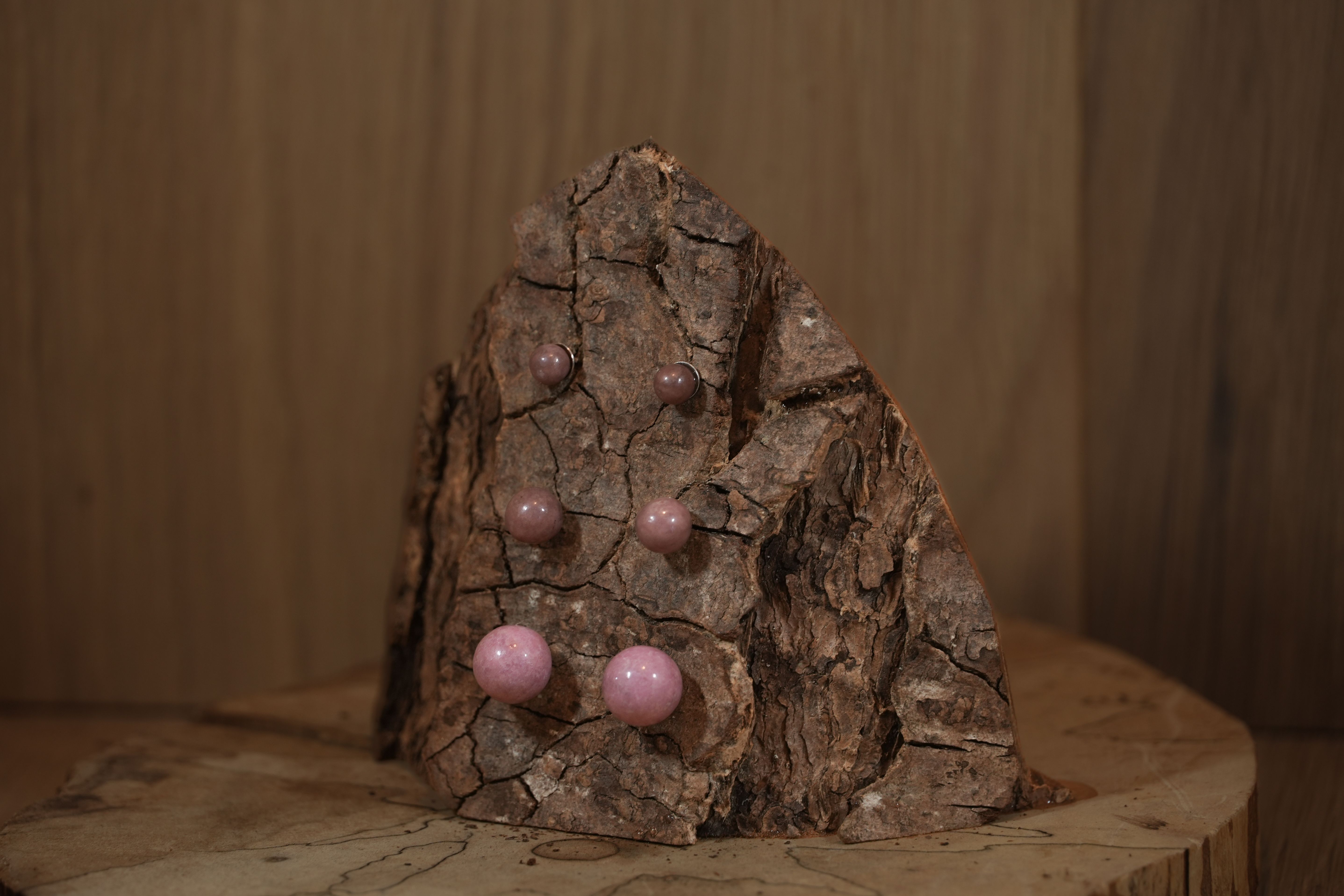 Rhodonite stud earrings in different sizes