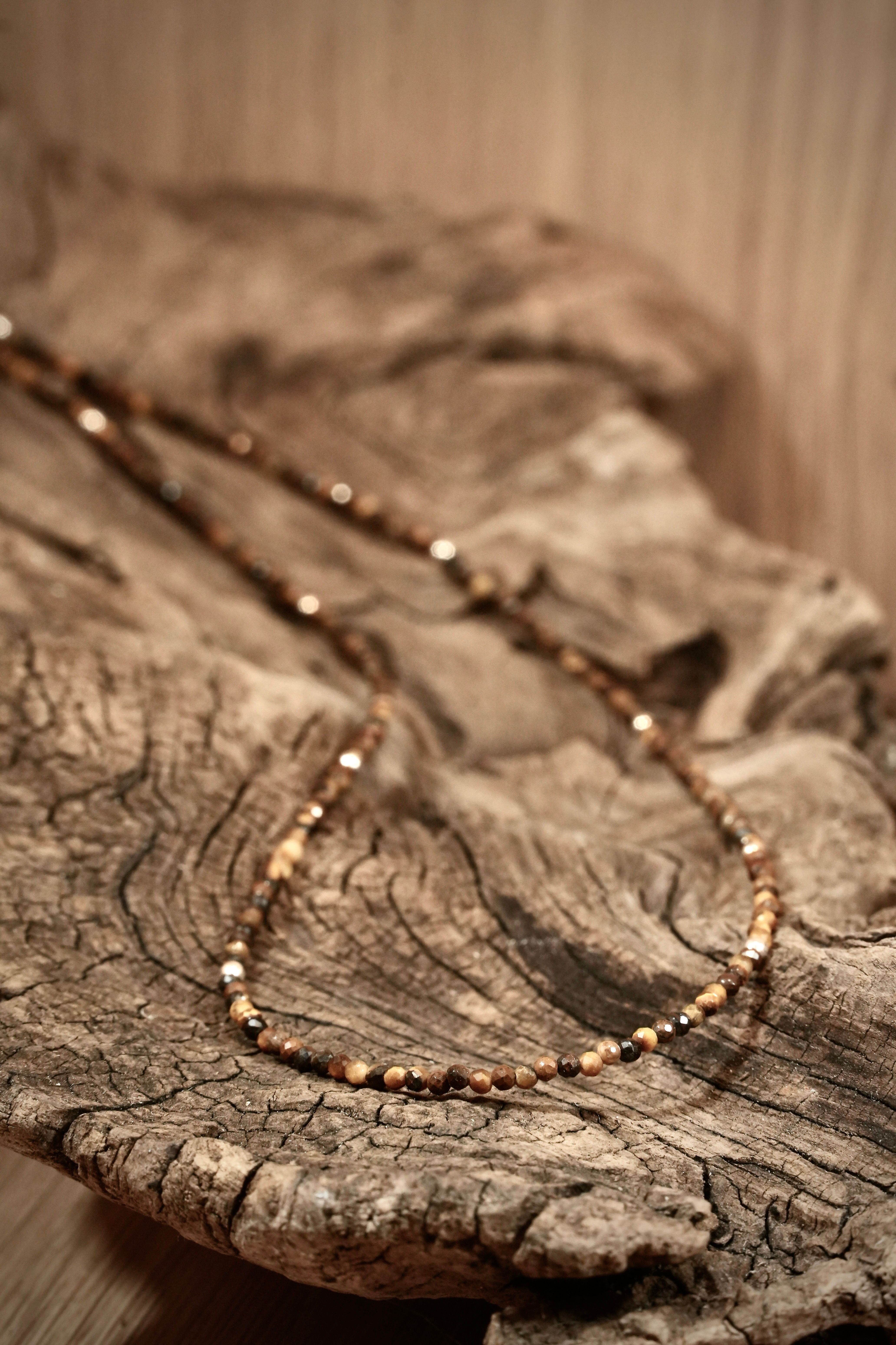 Tiger's eye bead necklace with silver beads