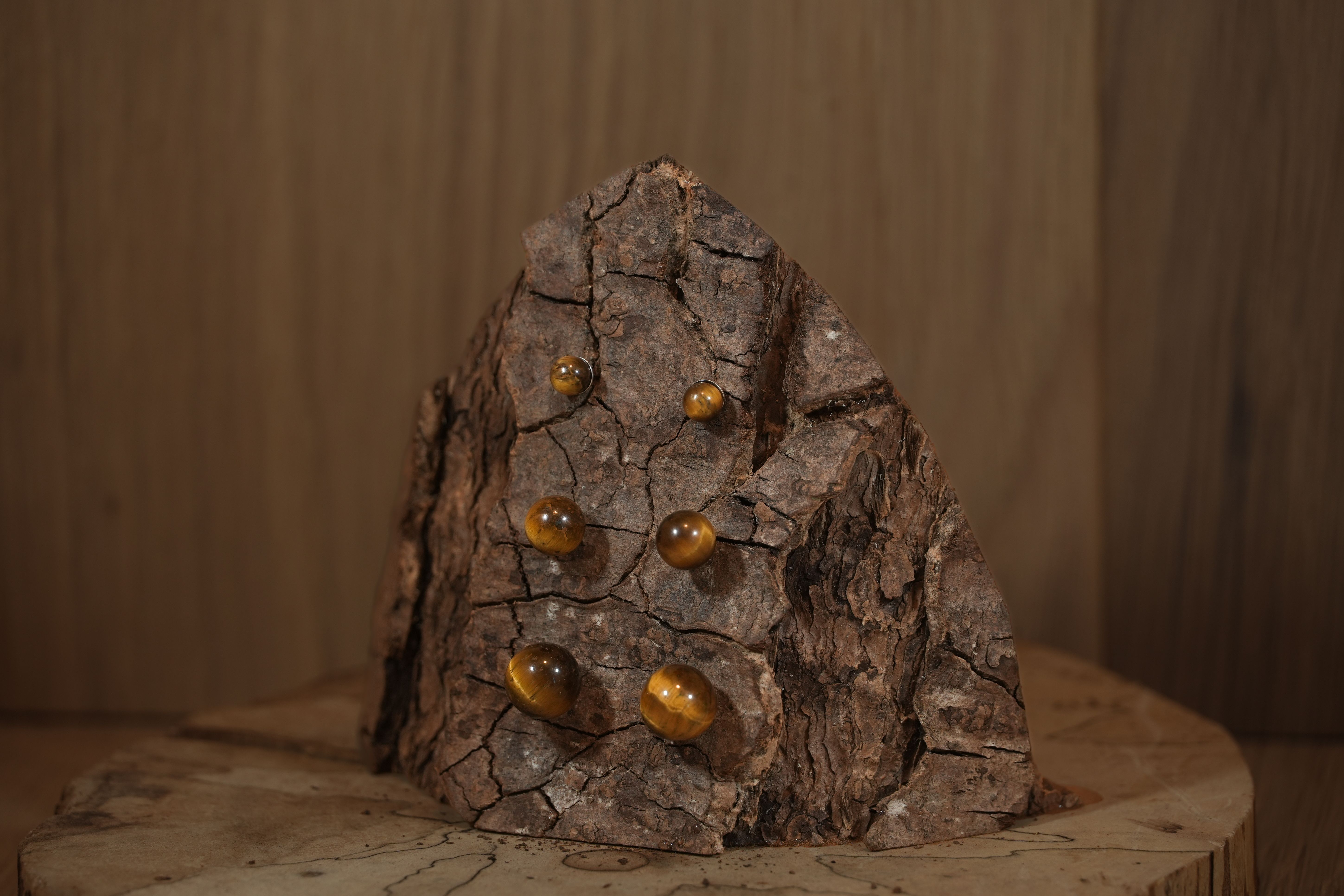Tiger's eye stud earrings in different sizes
