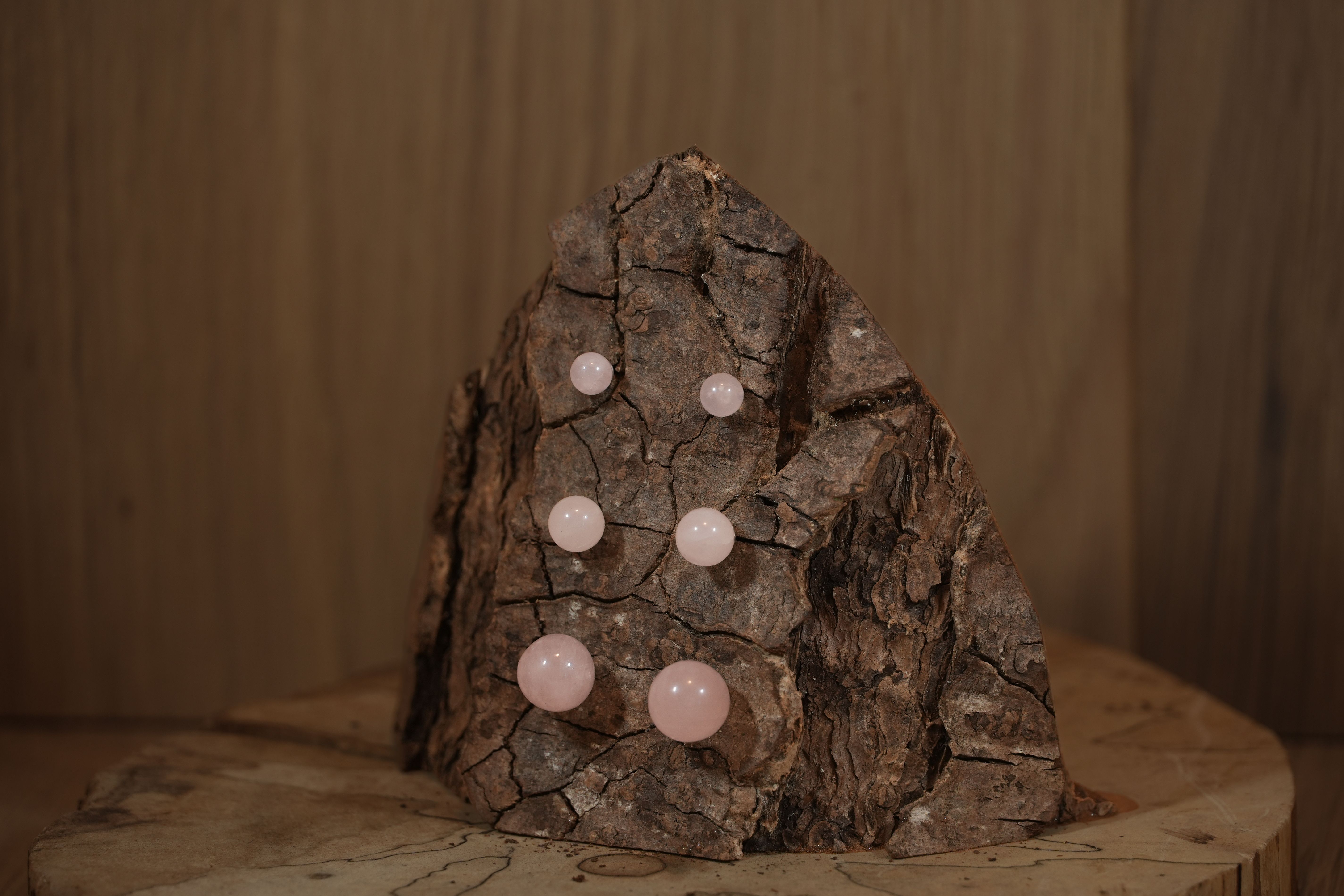 Rose quartz stud earrings in different sizes