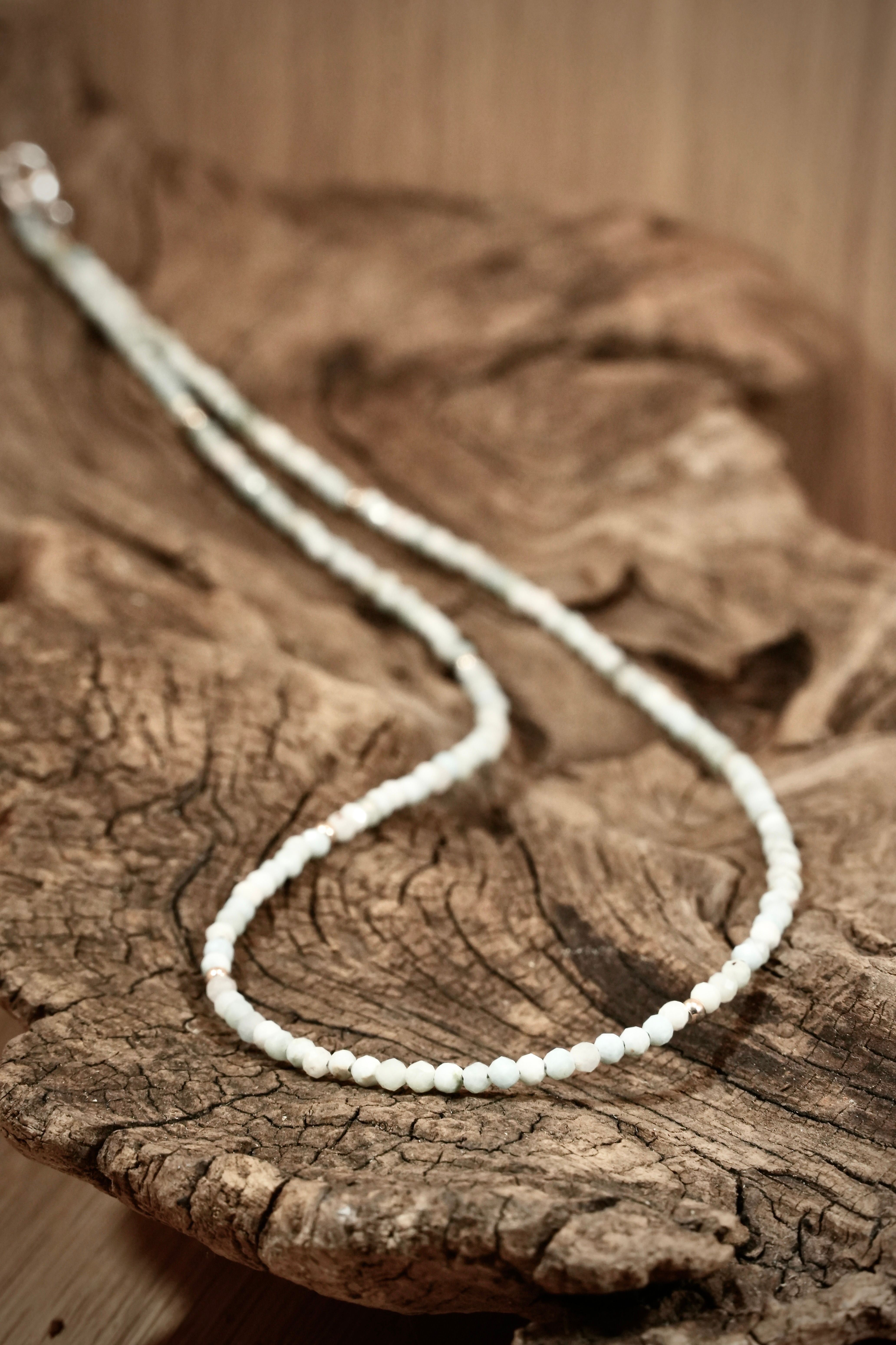 Larimar bead necklace with silver beads