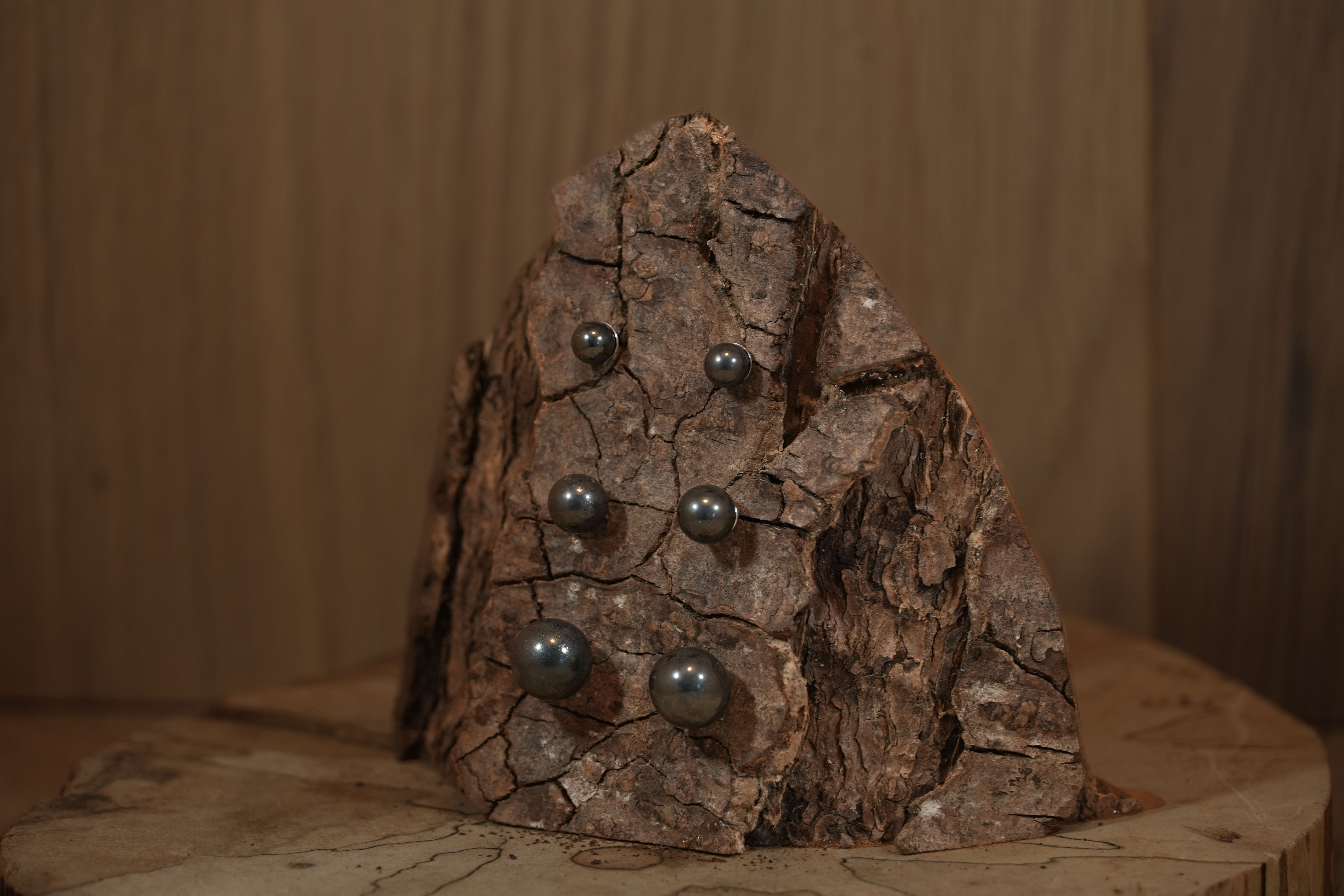 Haematite stud earrings in different sizes