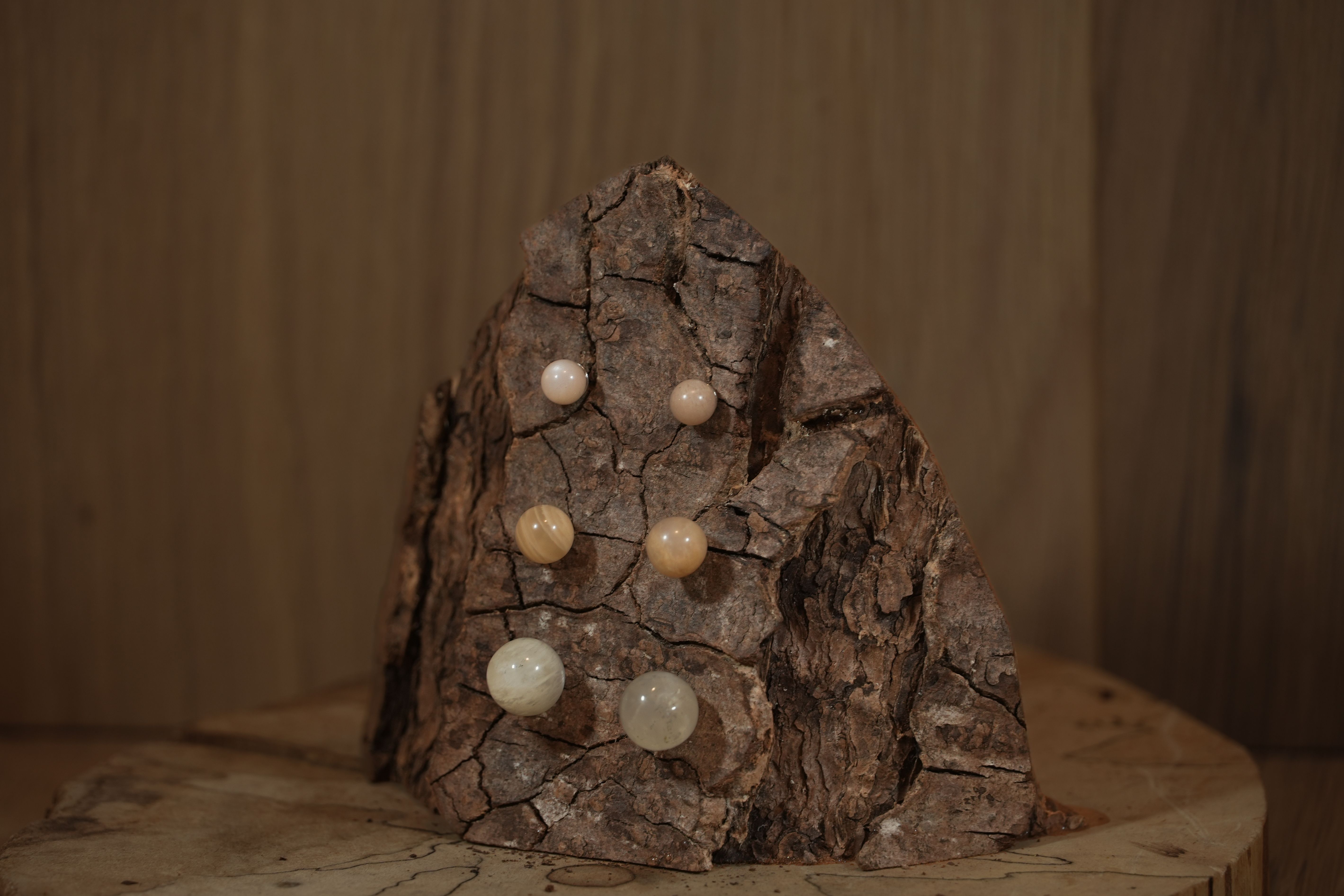 Moonstone stud earrings in different sizes